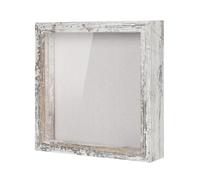 Muzilife Marco de fotos 3D para rellenar con cristal, 20 x 20 cm, marco de madera de pino, marco de objetos, caja de sombras, como regalo para familia y amigos, caja de recuerdos (blanco vintage, 20 x