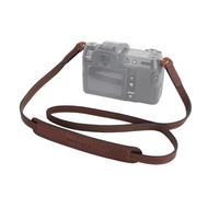 MUZIRI Correa de piel auténtica para cuello y hombro con anillos triangulares, compatible con cámaras redondas, 110 cm