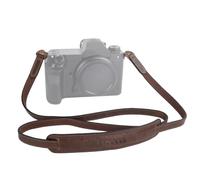 MUZIRI KIINOKOO - Correa de piel auténtica para el cuello y hombro con anillos triangulares, compatible con la mayoría de cámaras con agujeros de conexión redondos, longitud 110 cm, marrón, Long