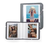 MUZIRI KINOKOO Álbum de Fotos de 28 Bolsillos para Película de Instax WIDE EVO/400/300/210/Link WIDE,Álbum de Cuero PU,Libro Álbum Mini Recuerdo de Colección de Películas de 4.25x3.4 Pulgadas-Gris