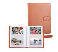 MUZIRI KINOKOO Álbum de Fotos de 80 Bolsillos para Película de Instax Wide EVO/400/300/210/Link WIDE,Álbum de Cuero PU con Textura de Lichi,Álbum Recuerdo de Películas de 4.25x3.4 Pulgadas-Marrón