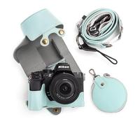 MUZIRI KINOKOO Cuero PU Funda Compatible para Nikon Z50 II/Z50II Cámara con Lente DX 16-50 mm f/3.5~6.3, Estuche Extraíble con Correa para el Hombro Bolsillo de Almacenamiento- Azul