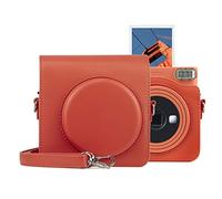 MUZIRI KINOKOO Funda cuadrada SQ1 para cámara Fuji Instax de piel sintética con correa ajustable para el hombro, regalo de San Valentín, Orange, Funda funcional de piel sintética