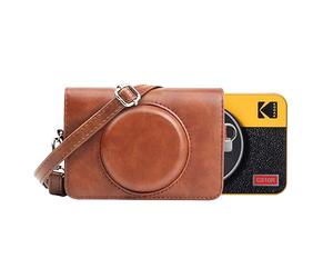 MUZIRI KINOKOO Funda de Cuero PU Protectora Compatible con Kodak Mini Shot 2 Retro C210R / Mini Shot 2 Retro Impresora Cámara Instantánea 2-in-1 - Marrón