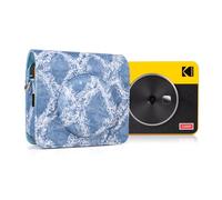 MUZIRI KINOKOO Funda Kodak C300R - Funda Protectora de Cuero PU con Patrón de Mezclilla para Impresora fotográfica instantánea Kodak Mini Shot 3 2 en 1 con Correa para el Hombro