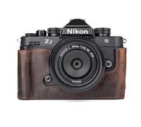MUZIRI KINOKOO Funda Nikon Z f Zf - Funda Protectora de Cuero Genuino Compatible con Cámara Nikon Z f/Zf, con Apertura Inferior y Diseño de Agarre Manual - Café