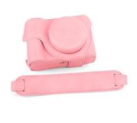 MUZIRI KINOKOO Funda para cámara Canon Powershot V1 Vlog de piel sintética Dermatoglifo para Canon V1, funda extraíble con correa de hombro ajustable, color rosa