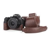 MUZIRI KINOKOO Funda para cámara Nikon Z50 II con Lente DX 16-50mm, Cuero de PU Caso Protector Z50 II/Z50II - Caso de Transporte extraíble con Correa para el Hombro y Anillos pequeños - Café