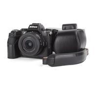 MUZIRI KINOKOO Funda para cámara Nikon Z50 II con Lente DX 16-50mm, Cuero de PU Caso Protector Z50 II/Z50II - Caso de Transporte extraíble con Correa para el Hombro y Anillos pequeños - Negro