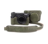 MUZIRI KINOKOO Funda para Canon Powershot V1 Vlog Cámara, Funda Protectora de PU Piel sintética para Canon V1, Funda de Transporte Desmontable con Correa de Hombro Ajustable - Verde