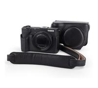 MUZIRI KINOKOO Funda para Canon Powershot V1 Vlog Cámara, Funda Protectora de PU Piel sintética para Canon V1, Funda de Transporte Desmontable con Correa de Hombro Ajustable - Negro