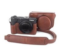 MUZIRI KINOKOO Funda para Canon Powershot V1 Vlog Cámara, Funda Protectora de PU Piel sintética para Canon V1, Funda de Transporte Desmontable con Correa de Hombro Ajustable - café