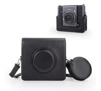 MUZIRI KINOKOO Funda para Instax Wide EVO instantánea cámara, Protectora Funda de Cuero PU Textura Litchi para Fuji Wide EVO Retro con Correa Ajustable Hombro y Bolsa de Almacenamiento - Negro
