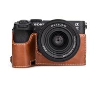 MUZIRI KINOKOO Funda Sony A7C II - Media Funda de Cuero PU con Empuñadura y Apertura Inferior - Compatible para cámaras Sony Alpha 7C II/A7C II/A7C Mark II - Marrón