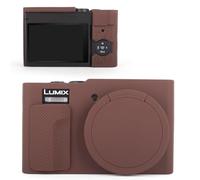 MUZIRI KINOKOO Lumix TZ99 Funda, Funda de Silicona Compatible con cámara Panasonic Lumix DC-TZ99/ZS99 - Suave con Cubierta de Lente extraíble - Antideslizante y Resistente a los arañazos - Café