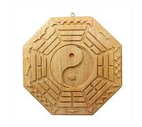 MUZIT Espejo Feng Shui, Espejos Bagua for decoración del hogar, Madera de Durazno, Cultura, Talismán, Caoba(24cm)