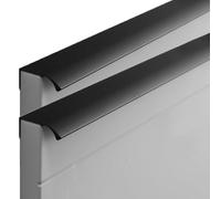 MUZIT Manija de puerta oculta, perilla invisible aluminio espacial, manija corrediza for muebles, manijas ocultas for armario cocina, negro, 2 piezas(Round Corner,Length 300mm)
