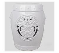 MUZIT Taburete de jardín, Taburete Decorativo de cerámica, Tambor de Estilo Chino con Detalles esmaltados, decoración Multifuncional, Mesa Auxiliar for Maquillaje, Soporte for macetas.(White)