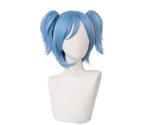 MUZIWIG Shiota Nagisa Cosplay Peluca, Anime Assassination Classroom Sallyface Cola de Caballo Azul Juegos y Cómics Resistente al Calor Pelo Sintético con Gorro de Peluca