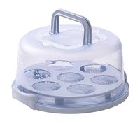 muzoira Caja para cupcakes de 7 agujeros, portátil, transparente, a prueba de polvo, con asa, contenedor de almacenamiento de alimentos reutilizable para el hogar, varios colores (azul)