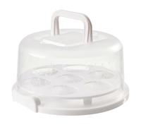 muzoira Caja para cupcakes de 7 agujeros, portátil, transparente, a prueba de polvo, con asa, contenedor de almacenamiento de alimentos reutilizable para el hogar, varios colores (blanco)