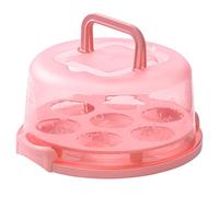 muzoira Caja para cupcakes de 7 agujeros, portátil, transparente, a prueba de polvo, con asa, contenedor de almacenamiento de alimentos reutilizable para el hogar, varios colores (rosa)