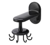 muzoira Gancho de pared giratorio de 8 garras, organizador de utensilios de cocina giratorio de 360°, soporte de herramientas montado con adhesivo para baño, color negro