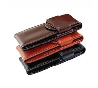 muzoira Rollo de piel de vaca lavada auténtica, soporte para bolígrafo o fuente de cuero vintage, color negro y café, e, Talla única