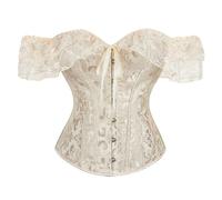 muzoira Top moldeador de encaje de manga corta, corsé para fiesta de disfraces, Halloween, corpiño adelgazante con soporte de cintura, S-6XL, varios colores, albaricoque, S