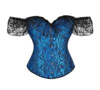 muzoira Top moldeador de encaje de manga corta, corsé para fiesta de disfraces, Halloween, corpiño adelgazante con soporte de cintura, S-6XL, varios colores, Azul Oscuro, 6XL