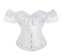 muzoira Top moldeador de encaje de manga corta, corsé para fiesta de disfraces, Halloween, corpiño adelgazante con soporte de cintura, S-6XL, varios colores, blanco, 5XL