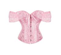 muzoira Top moldeador de encaje de manga corta, corsé para fiesta de disfraces, Halloween, corpiño adelgazante con soporte de cintura, S-6XL, varios colores, rosa, XXL