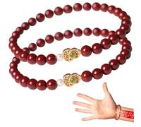 Muzrunq Brazalete Cinnabar para Hombres Mujeres 2pcs 6 mm Feng Shui cinabar calabah Brazalete para Riqueza y protección Buena Suerte Amuleto.