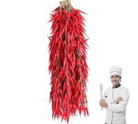 Muzrunq Decoraciones de Chile, 10 Piezas plástico Falso Rojo Chile Caliente Colgante Vegetales Artificiales Pimiento Rojo para decoración del hogar Accesorios de fotografía Calientes Vinilo.
