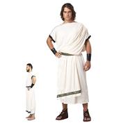 Muzrunq Disfraz de Toga para Hombre, Disfraz de Halloween Griego Romano Antiguo, Soldado Romano Retro Suave y Agradable para la Piel con Pulseras de cinturón Griego para Fiesta Cosplay (M) Juguetes.