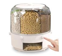 Muzrunq Dispensador de cereal Dispensador de contenedor de almacenamiento de grano 360 ° Dispensador de alimentos giratorio Almacenamiento de arroz Reducilante Cocina de grano para granos pequeños.