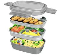 Muzrunq Fiambrera Contenedores de almuerzo apilables de 3 para adultos y niños Contenedores sellados para lonchera Caja de ensalada de gran capacidad con juego de utensilios para salir a cenar, tr-
