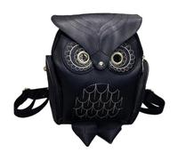 Muzrunq Mochila Búho, Mini Mochila Cuero PU Negro Talla Única Detalle Búho Cuero PU.