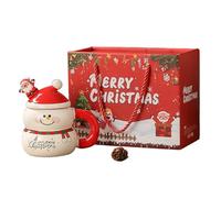 Muzrunq Taza de muñeco de Nieve de 400ml, Tazas de café navideñas de muñeco de Nieve de cerámica con Tapa, Taza de té Bonita, navideña, Tazas de café de cerámica con Tapa.