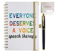 Muzuis Regalos de terapia del habla, cuaderno en espiral para terapia del habla con bolígrafo, todos merecen una voz, regalos SLP, regalo para terapeuta del habla, lenguaje, patólogos