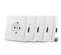 MVAVA Enchufe Schuko Estándar UE Enchufe empotrable de 1 compartimento Fácil instalación Enchufes de 80 mm*80 mm Se necesitan 3 cables Blanco 4 pack