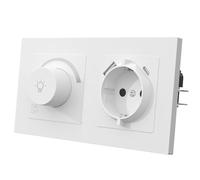 MVAVA Interruptor de luz regulable de 1 vía, 1 vía, con enchufe, interruptor de luz empotrable, 86 mm x 86 mm, para luces LED regulables, bombillas incandescentes de plástico blanco