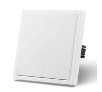 MVAVA Interruptor pared con Mate,Interruptores de luz con Garfio,Basculante Con Gran Panel,Fácil Instalación,2 Gang 1 Vía,86mm Blanco