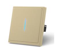 MVAVA Interruptores Conmutador con Garfio,Interruptor pared con Mate,Basculante Con Pilotitos LED,Fácil Instalación,Conectores de Resorte,1 Gang 2 Vía,80mm Oro