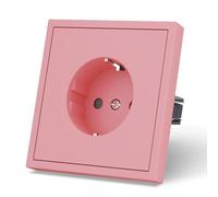 MVAVA Tomacorriente Schuko estándar EU de 1 compartimento, instalación sencilla, 80mm*80mm, enchufe empotrable, 3 cables necesarios, color rosa