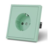 MVAVA Tomacorriente Schuko estándar EU de 1 compartimento, instalación sencilla, enchufe empotrable de 80mm*80mm, se requieren 3 cables, color verde