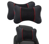 MVBILMSF 2 Piezas Reposacabezas Coche Cojin para Seat Ibiza FR 2023-2025, Almohadas para el Cuello del Coche para Conducir Cojin Almohada Cervical Coche,Black-Red