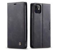 mvced Coque Compatible Avec iPhone 11 6.1, antichoc Housse en Cuir Premium Flip Case Wallet Etui,Negro