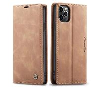 mvced Coque Compatible Avec iPhone 11 Pro 5.8, antichoc Housse en Cuir Premium Flip Case Wallet Etui,café