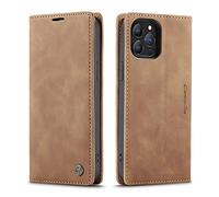 mvced Coque Compatible Avec iPhone 13 Pro MAX,Antigolpes, Housse en Cuir Premium Flip Case Wallet Etui,café